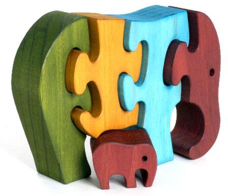 TARATA Large Elephant - Colour A beautiful puzzle for younger children. Made from untreated NZ Pine & non-toxic colours