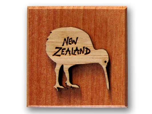 TARATA Kiwi Block Magnet Made in New Zealand 
Bamboo Kiwi on solid native timber block
made from Rimu or Beech
