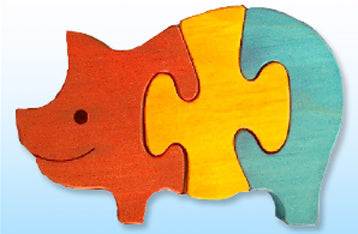 TARATA Pig - Colour A beautiful puzzle for younger children.  Made from untreated NZ Pine & non-toxic colours